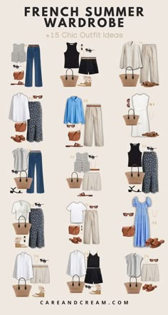 Discover the essentials of a chic French summer capsule wardrobe! Get inspired with 15 French summer outfits that showcase the best of Parisian chic style. Learn about French wardrobe essentials that embody classy, effortless fashion. Plus: French summer style, Parisian capsule wardrobe. French Summer Outfits, French Summer Style, Gucci Label, Mode Ab 50, French Capsule Wardrobe, How To Look Expensive, French Summer, Parisian Chic Style