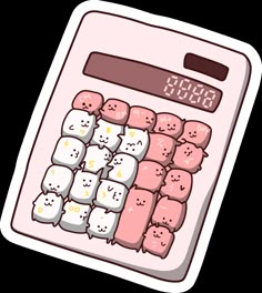 a pink and white calculator with hello kitty on it