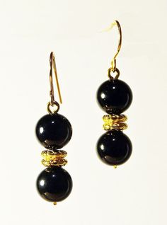 Black Onyx 14K gold-filled earrings are hypoallergenic and lightweight.  Earrings are packaged in free gold-foil gift box. Elegant Cadmium-free Yellow Gold Earrings, Black Hypoallergenic Earrings For Anniversary, Gold Onyx Jewelry For Gift, Gold Onyx Earrings For Evening, Gold Onyx Earrings For Pierced Ears, Gold Onyx Drop Earrings, Gold Onyx Earrings, Nickel Free Black Earrings For Anniversary, Nickel-free Black Earrings For Anniversary