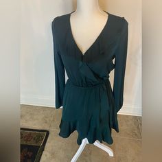 Express Brand, Forrest Green Dress, Size Xs, With Ruffles. With Elastic Waist And Sleeves, Never Worn, Tag Attached. Dress With Ruffles, Express Dresses, Green Dress, Ruffles, Fashion Shop, Elastic Waist, Dress Es, Dresses Skirts, Mini Dress