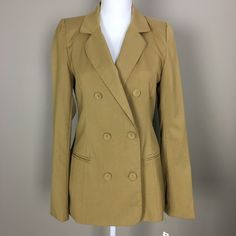 Ya Los Angeles Tan Double Breasted Jacket Size Small Nwt Armpit To Armpit- 17” Sleeve- 25.5” Length - 26.5” Slight Pulling At Lining - See Photo Khaki Long Sleeve Blazer For Office, Khaki Long Sleeve Blazer For Spring, Tailored Khaki Blazer For Fall, Business Casual Long Sleeve Khaki Blazer, Khaki Long Sleeve Blazer For Business Casual, Chic Khaki Long Sleeve Blazer, Chic Long Sleeve Khaki Blazer, Khaki Fall Office Blazer, Khaki Office Blazer For Fall