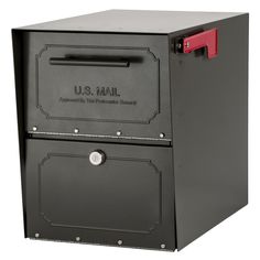 a black mailbox with the letter u s mail on it