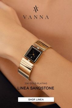 The Sandstone captivates the eye, perfectly fusing the watch with a bracelet Easily elevate your date-night look or transform your loungewear to casual chic. Sandstone is an Earth energy stone. A rejuvenating stone that helps you feel recharged and alive because it connects you with the energy of the cosmos- The perfect Christmas gift or birthday gift. Luxury Jewelry With Rectangular Dial Bracelet Strap, Luxury Jewelry With Bracelet Strap And Rectangular Dial, Luxury Rose Gold Diamond Watch, Luxury Stainless Steel Jewelry And Watches With Polished Finish, Luxury Metal Watches With Polished Finish, Luxury Metal Watch With Polished Finish, Luxury Gold Stainless Steel Jewelry And Watches, Luxury Yellow Gold Stainless Steel Watches, Elegant Diamond Watch With Rectangular Stainless Steel Dial