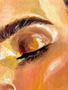 an oil painting of a woman's eye