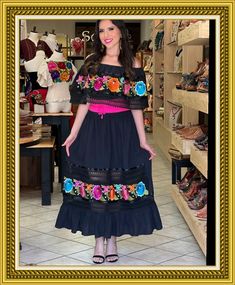 Diy Ruffle Dress, Mexican Dresses Traditional, Catrina Dress, Mexican Traditional Dress, Mexican Bridesmaid Dresses, Classy Womens Dresses, Mexican Quinceanera Dresses, Fiesta Dress