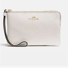 Nwt Coach Wristlet Wallet White. Classic Pouch Wallet With Wrist Strap, Classic Rectangular Wristlet Perfect As A Gift, Classic Rectangular Wristlet For Gift, Classic Wristlet With Zipper, Classic Rectangular Wristlet As Gift, Elegant White Coin Purse For Everyday, Classic Wristlet With Zipper Pouch For Daily Use, Elegant Rectangular Coin Purse With Wrist Strap, Classic Pouch Wristlet For Daily Use