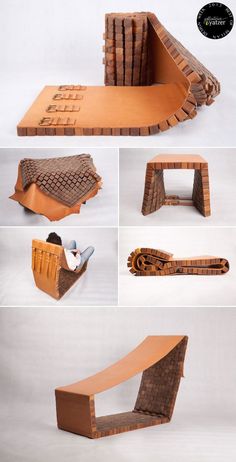 several pictures of different types of furniture made out of cardboard