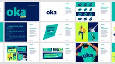 an image of a brochure with different colors and designs on it, including the words oka