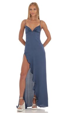 Massena Draped Back Maxi Dress in Navy | LUCY IN THE SKY Prom Dress Inspo, Paris Mode, Prom Dress Inspiration, Cute Prom Dresses, Pretty Prom Dresses, Grad Dresses, Prom Outfits, Glam Dresses, Hoco Dresses