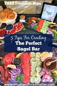 the perfect bagel bar with text overlay that reads 5 tips for creating the perfect bagel bar