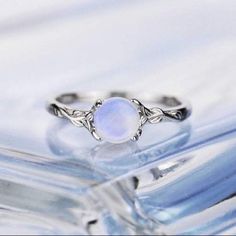 Brand New Never Been Worn And Still In The Box! Floral Design Genuine Round Cut Moonstone Ring White Gold Plated Sterling Silver Ring. Size = 5 Ring Moonstone, Rose Gold Charms, Semi Precious Gems, Floral Ring, Ring White Gold, Moonstone Jewelry, Cute Rings, Pretty Rings, Ring Ideas