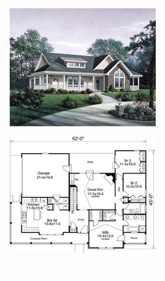 two story house plans with an open floor plan for the front and back of the house