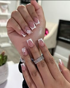 Birthday Nails Short White, Classic French Tip, Fall Nail Design, White Tips, Christian Hats, French Tip Nail Designs, Colored Acrylic Nails, Floral Work