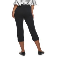 Women's Croft & Barrow® Effortless Stretch Capris | Kohls Stretch Cropped Leg Pants With Pull-on Style, Loosely Fitted Capris With Pockets, Chic Black Capri Length Pants, Chic Black Capri Pants, Versatile Fitted Cropped Leg Pants, Versatile Fitted Cropped Pants, Versatile Stretch Cropped Leg Pants, Versatile Elastane Bottoms For Spring, Spring Capri Pants With Loosely Fitted Hips