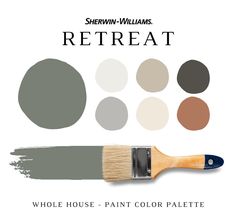 a paintbrush with different shades of gray and white on it's side, next to the words pewer green