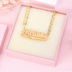 Material: Copper, 925 Sterling Silver. Color: Gold. Process: Gold plated. Chain Length: 14",16",18",20",22". Recipient: Women, Mom, Wife, Girl Friend, Children. Product Type: Personalized Jewelry. Gift Type: Necklace. Occasions: Valentine's Day, Mother's Day, Christmas, Birthday, etc. Necklace Type: Name Necklace. Brand: Silviax Jewelry. Item: 2021NE0088 Personalized Gold Necklace For Anniversary Gift, Personalized Gold Necklace For Anniversary, Valentine's Day Gold Custom Name Necklace, Valentine's Day Custom Name Gold Necklace, Gold Custom Charm Necklace For Anniversary, Custom Gold Name Necklace For Valentine's Day, Custom Gold Necklace With Name For Valentine's Day, Customized Gold Charm Necklace For Anniversary, Gold Nameplate Necklace For Birthday Gift