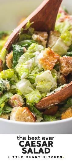 the best ever caesar salad with lettuce and croutons