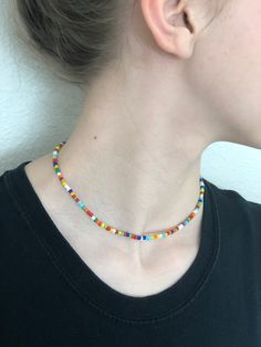 Colorful beaded choker I am able to customize your order with different colors or patterns Cheap Multicolor Choker With Spacer Beads, Rainbow Choker, Seed Bead Choker, Bead Choker, Beads Jewellery, Rainbow Beads, Seed Bead Necklace, Business Idea, Girly Jewelry