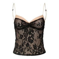 Introducing the Silvi Cami in Reclaimed Vintage French Lace—a stunning fusion of history and contemporary style. Crafted from deadstock vintage French Chantilly lace, this camisole boasts a rich heritage and exquisite detail. The fabric is supremely comfortable, stretchy, and soft, with a body lined in smooth nude stretch mesh for an extra layer of comfort. Gathered at the center bust, it creates a flattering shape, while the spaghetti strap ties with adjustable heart sliders add a touch of roma Iconic Clothing Pieces, Lace Top Aesthetic, Birthday Tops, Lace Black Top, French Chantilly Lace, Dream Wishlist, Mode Zara, Lace Outfit, Rock Chic