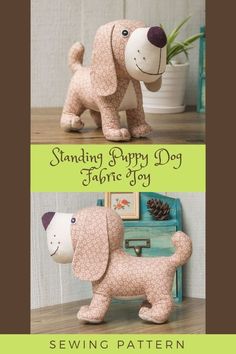 the sewing pattern for this stuffed dog is easy to sew