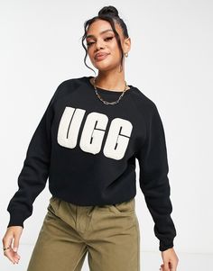 Hoodies & Sweatshirts by UGG Laid-back looks Crew neck Logo embroidery detail Ribbed trim Regular fit Trendy Sweatshirt With Logo Detail, Trendy Long Sleeve Sweatshirt With Logo Detail, Trendy Long-sleeved Sweatshirt With Logo Detail, Trendy Long Sleeve Sweatshirt With Logo, Black Logo Sweater For Fall, Trendy Long Sleeve Logo Sweatshirt, Black Logo Sweatshirt For Fall, Winter Trendy Sweatshirt With Logo Detail, Trendy Long-sleeve Tops With Logo Detail