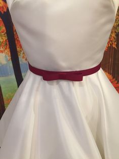 Ribbon Belt Dress, Wedding Dress With Satin Bow And Fitted Bodice, Fitted Bodice Wedding Dress With Satin Bow, Bridesmaid Dress With Satin Bow And Fitted Bodice, Elegant White Gown With Customizable Length, Elegant Fitted First Communion Dress With Satin Bow, Elegant Fitted Dress For Confirmation, Elegant Fitted Confirmation Dress, Fitted Bridesmaid Dress With Satin Bow