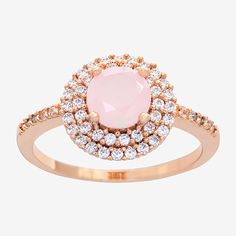 Ring Style: Halo Rings, Cocktail RingsFeatures: In A Gift Box, Nickel FreeShape: RoundStone Cut: RoundMetal Color: Rose ToneBand Width: Care: Wipe CleanStone Type: 53 Cubic ZirconiaMetal: 18k Rose Gold Over BrassCountry of Origin: Imported Pink Gold Cubic Zirconia Ring Jewelry, Pink Gold Cubic Zirconia Ring, Rose Gold Cubic Zirconia Flower Promise Ring, Pink Gold Cubic Zirconia Rings For Formal Events, Rose Gold Cubic Zirconia Flower Ring For Formal Events, Rose Gold Cubic Zirconia Ring With Halo Setting, Rose Gold Ring With Center Stone For Formal Occasions, Dazzling Rose Gold Diamond Ring For Gift, Formal Pink Gold Rings With Halo Setting