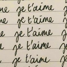 writing on lined paper with cursive writing in french and english, including the words