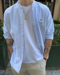 Basic Man Outfit, Relaxed Fit Outfit Men, Light Blue Outfit Men, Blue Outfit Aesthetic Men, Outfit Men Ideas, Polo Shirt Outfits, Simple Casual Outfits