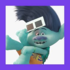 a cartoon character with a pair of glasses on his head and an eye patch in his hair