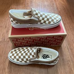 Brand New With Tags. Vans Classic Slip On Checkerboard Shoes. Comes With Original Vans Box. The Inner Parts Of The Outer Sole Have Slight Bumps In It Due To The Material Of The Checkerboard Material. Not A Defect Just How These Shoes Look Based On Its Construction. Fits True To Size And Stretched Out Perfectly To Your Feet Once You Wear More And Break In. The Most Comfy Shoes I Own And Stocked Up On So Many Of These Shoes But Need To Get Rid Of Some To Clean Our House. Color Name (On Box): Bronz Ugh Shoes, White Lighter, Black Vans Shoes, Tie Dye Vans, Shoes Western, Vans Shoes Women, Maroon Vans, Floral Vans, Cute Vans