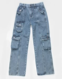 Denim Cargo Pants Outfit, Kids Jeans Girls, Denim Cargos, Wwe T Shirts, Flannel Sweatshirt, Denim Cargo Pants, Cargo Pants Outfit, High Rise Wide Leg Jeans, Denim Cargo