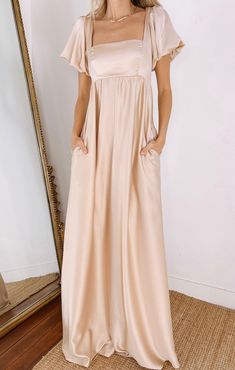 Check out Nora Maxi Dress. Get $10 off + free shipping with Club Mumu. Beige Bridesmaid Dress, Metallic Bridesmaid Dresses, Maternity Dress Wedding Guest, Beige Bridesmaids, Rustic Bridesmaid Dresses, Bridal Party Accessories, Moms To Be, Pastel Bridesmaid Dresses, Neutral Bridesmaid Dresses