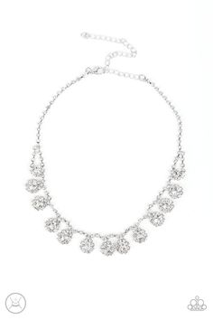 A dainty strand of glittery white rhinestones encircle solitaire white rhinestones around the neck, creating a glitzy fringe. Features an adjustable clasp closure. Sold as one individual choker necklace. Includes one pair of matching earrings. White Choker Necklace, Sparkle Fashion, White Choker, Rhinestone Choker Necklace, Bling Necklace, Party Necklace, Fashion Influencer, Rhinestone Choker, Rhinestone Ring