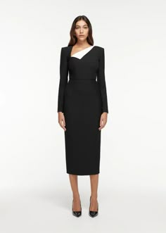 Law School Outfit, Elegant Work Outfits, Crepe Midi Dress, Chic Dress Classy, Formal Wear Women