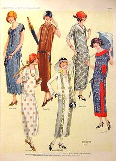 Designer Magazine fashions for June 1924 1920s Looks, Illustrations Ideas, 1920s Dresses