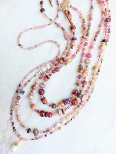 You Look Amazing in Pink Necklaces |Tourmaline, Sunstone, Rhodonite, Jade, Opal, Agate Pink Agate Jewelry With Colorful Beads, Adjustable Pink Agate Necklace, Bohemian Pink Agate Necklace, Pink Beaded Necklaces With Natural Stones As Gift, Pink Adjustable Necklace With Stones, Adjustable Pink Stone Necklace, Pink Beaded Necklace With Natural Stones For Gift, Adjustable Pink Necklace With Stones, Pink Stone Necklace With Adjustable Fit