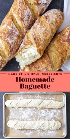 homemade baguette recipe made with 4 simple ingredients and just 5 minutes to bake