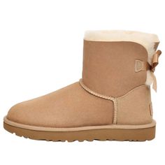 (WMNS) UGG Mini Bailey Bow II 'Sand' 1016501-SAN Uggs Sand, Ugg Mini Bailey Bow, Bow Uggs, Pick Your Outfit, Uggs With Bows, Mini Baileys, Ugg Mini, Bailey Bow, Limited Edition Sneakers