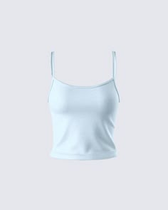 The classic cami tank will never fail 🙌 Made from jersey fabric and complete with O-ring & slider adjustable straps- this timeless closet essential is perfect as an everyday look or layering piece 💙 Finesse Clothing, Light Blue Tank Top, Timeless Closet, Everyday Tank Tops, Blue Cami, Light Blue Top, Dr Wardrobe, Blue Crop Tops, Blue Tank Top