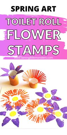 this is an easy and fun spring art project for kids to do with toilet roll flower stamps