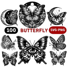 butterfly svg - png clipart set for use in design projects and scrapbooking