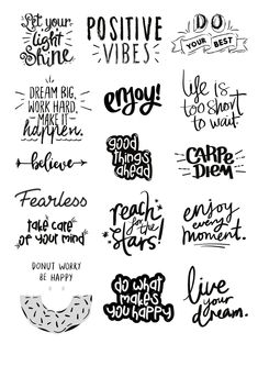 some type of lettering that is black and white with the words positive written in it