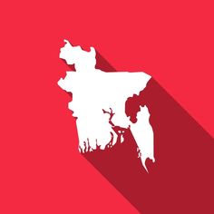 a long shadow map of india on a red background