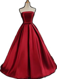 Satin Scoop Floor Length Ball Prom Dress Outfits For Women Red Satin Dress For Banquet, Red A-line Ball Gown For Prom, Red Satin Floor-length Dress, Red Satin Gown For Banquet, Red Satin Gown For Banquets, Red Floor-length Ball Gown For Evening, Red Floor-length Evening Ball Gown, Red Carpet Sleeveless Satin Maxi Dress, Satin Sleeveless Maxi Dress For Red Carpet