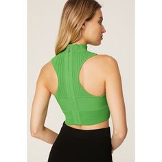 Green nylon (72% Rayon, 1% Spandex). Top. Mock neck. Sleeveless. Back zipper closure. 32" from shoulder to hemline. Imported. Sleeveless Nylon Tops For Spring, Spring Nylon Sleeveless Tops, Spring Sleeveless Nylon Tops, Chic Sleeveless Nylon Top, Fitted Green Tops With Zipper Closure, Fitted Tank Top With Zipper Closure, Chic Nylon Sleeveless Tank Top, Chic Nylon Tank Top, Chic Sleeveless Nylon Tank Top