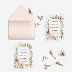 Bohemian Peach Sage Green Arcylic Save The Date DSTD002 Sage Green