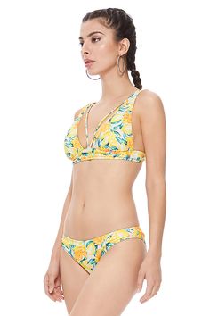 Lemon print halter two piece style features strappy details in the front, removable pads, adjustable shoulder straps, hook at back, and full coverage bottom. Textured materials, stretch fit. SIZE Details S M L Triangle Bikini Bust 32-34 IN 81-86 CM 34-36 IN 86-91 CM 36-38 IN 91-97 CM Lower Edge 26 IN 66 CM 28 IN 71 CM 30 IN 76 CM Waist 27-28 IN 69-71 CM 29-30 IN 74-76 CM 31-32 IN 79-81 CM Hips 36-37 IN 91-94 CM 38-39 IN 97-99 CM 40-41 IN 102-104 CM Bandeau Bikini Bust B Cup C Cup D Cup Lower Edg Romper Swimsuit, Pants Gift, B Cup, La Girl, C Cup, Lemon Print, Graphic Tops, Sheer Fabrics, Neck Line