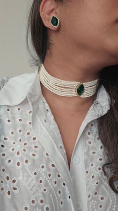 kundan choker crafted to perfection! A refined jewelry engraved with real pach kundan stones! Each piece has an intricate bead work to enrich its elegance. Size: adjustable thread Occasion: festival or wedding or party Metal : copper Handmade Made in india Care: wipe ur jewelry with soft cloth after each use and store in a airtight plastic bag! Don't soak in water Cutdana Choker For Diwali Party, Traditional Pearl Choker Necklace For Parties, Festive Pearl Choker For Festivals, Festive Pearl Choker Necklace, Elegant Kundan Choker Necklace With Cutdana, Party Kundan Choker With Cutdana, Elegant Kundan Beaded Choker, Festive Kundan Pearl Choker Necklace, Party Kundan Cutdana Choker Necklace