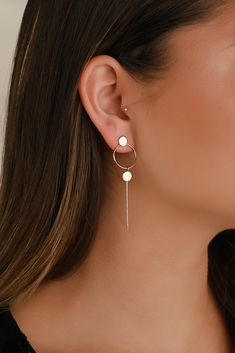 Gold Earrings - Drop Earrings - Minimalist Gold Drop Earrings - Lulus Minimalist Ear Piercings, Unique Ear Piercings, Piercings Ideas, Fantasy Earrings, Minimalist Earrings Gold, Cool Piercings, Tragus Piercing, Snake Jewelry, Snake Earrings